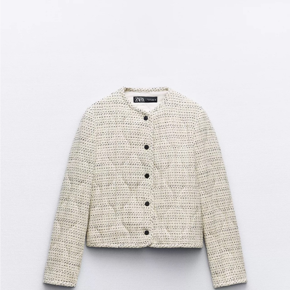 Zara Women's Cream Textured Blazer